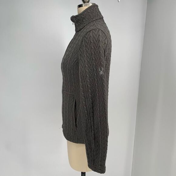 SPYDER major gray sweater jacket cable full zip Sz small s - Picture 5 of 9